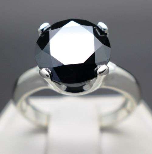 2.42cts Certified Genuine Black Diamond Ring