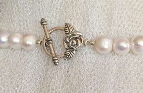 Genuine Pearl and Purple Jade Necklace - Lovely big pearls!