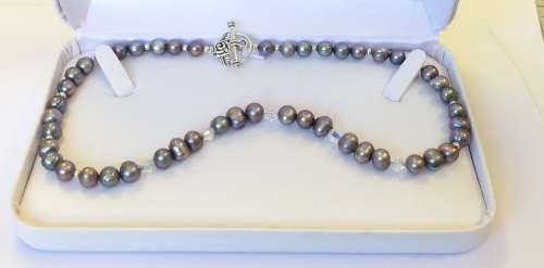 Genuine Silver Pearl Necklace - Amazing Quality and Stunning Colours