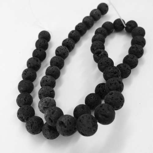 Black Lava Bead String 8mm