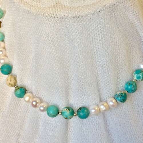 Genuine Freshwater Pearl and Semi-Precious Necklace