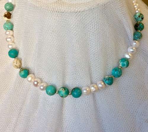 Genuine Freshwater Pearl and Semi-Precious Necklace