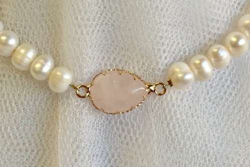Genuine Pearl and Rose Quartz Necklace - Unique!