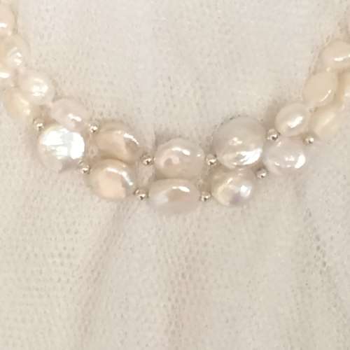 SALE! Genuine Pearl Double Strand Necklace - Baroque and Coin - Beautiful!