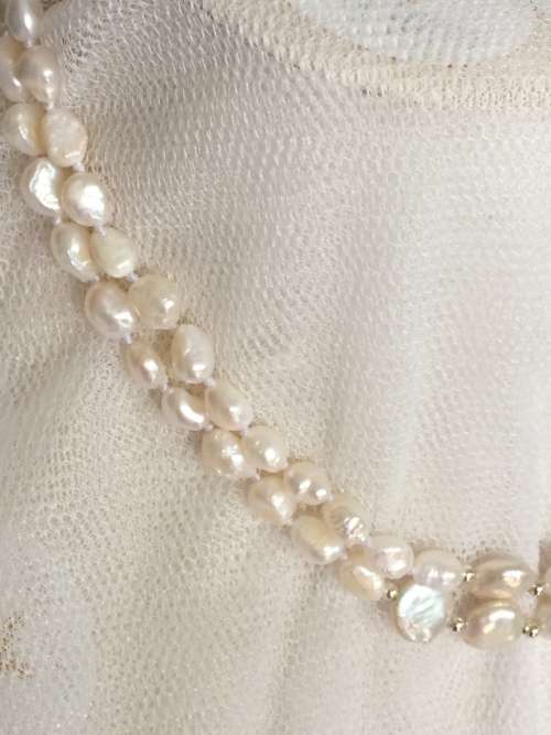 SALE! Genuine Pearl Double Strand Necklace - Baroque and Coin - Beautiful!