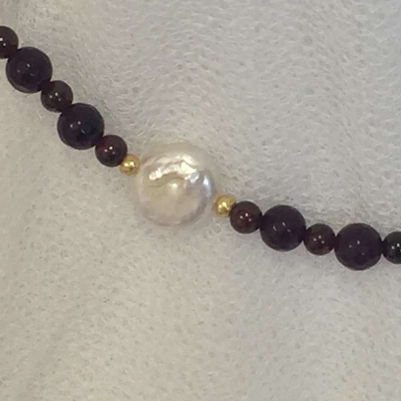 Genuine Garnet and Coin Pearl Necklace - Stunning!