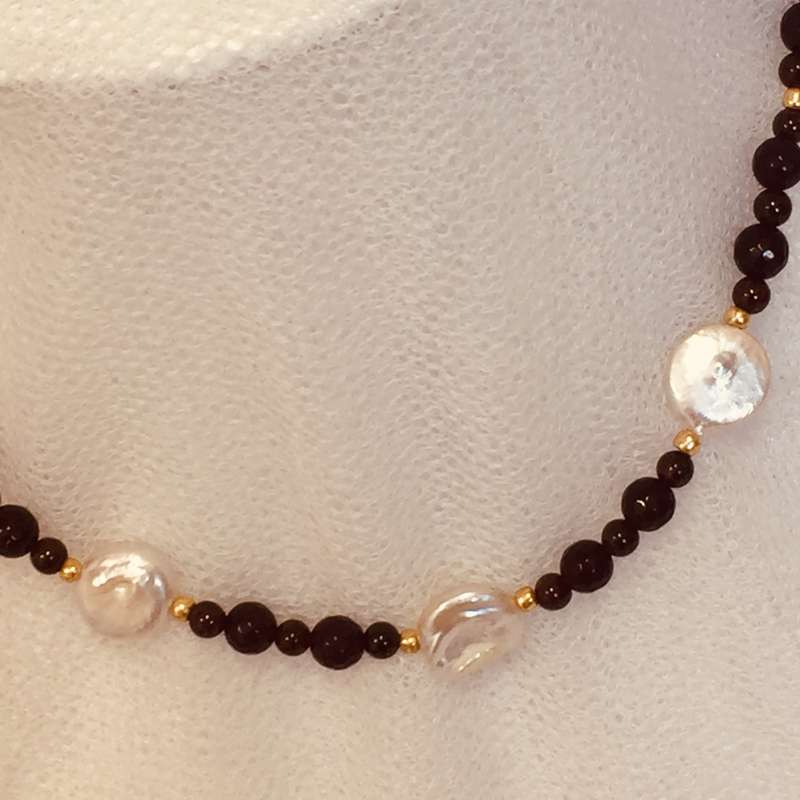 Genuine Garnet and Coin Pearl Necklace - Stunning!