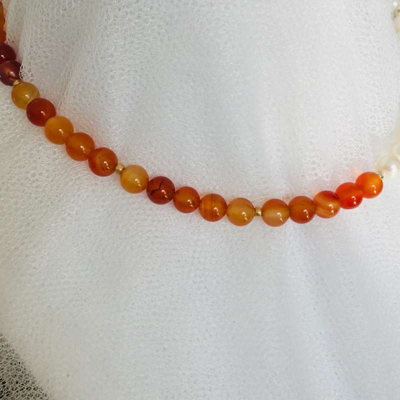 Carnelian and Pearl Necklace - Something Different
