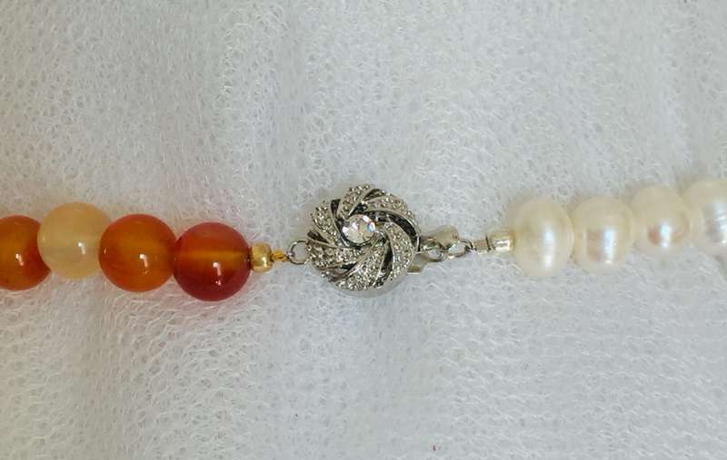 Carnelian and Pearl Necklace - Something Different