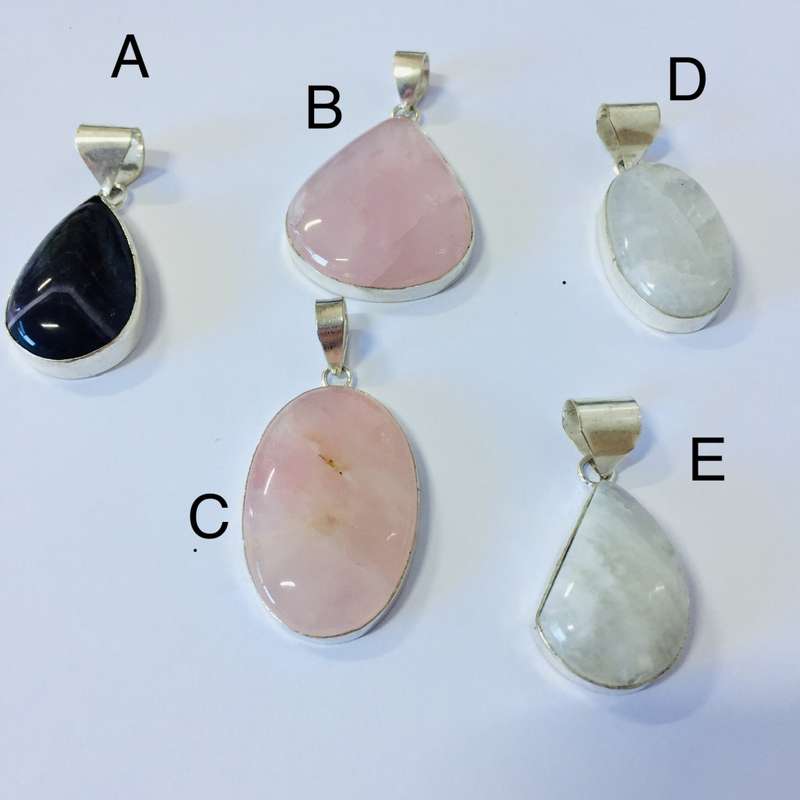 Beautiful Moonstone, Rose Quartz or Amethyst Pendants - FREE CHAIN!