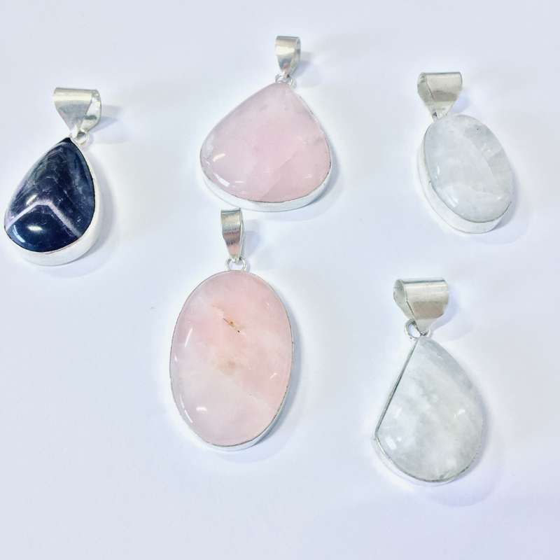 Beautiful Moonstone, Rose Quartz or Amethyst Pendants - FREE CHAIN!