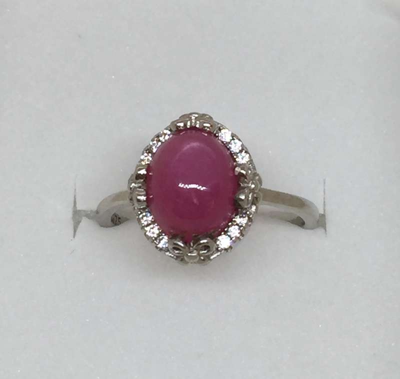 Genuine Ruby & Topaz Halo Ring
