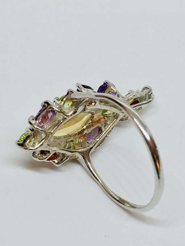 Genuine Citrine, Garnet, Amethyst & Peridot Ring - Spectacular!