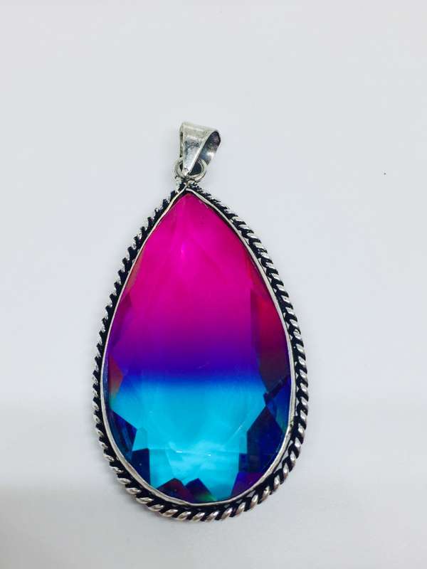 Large Bi-Colour Quartz Pendant - 60mm