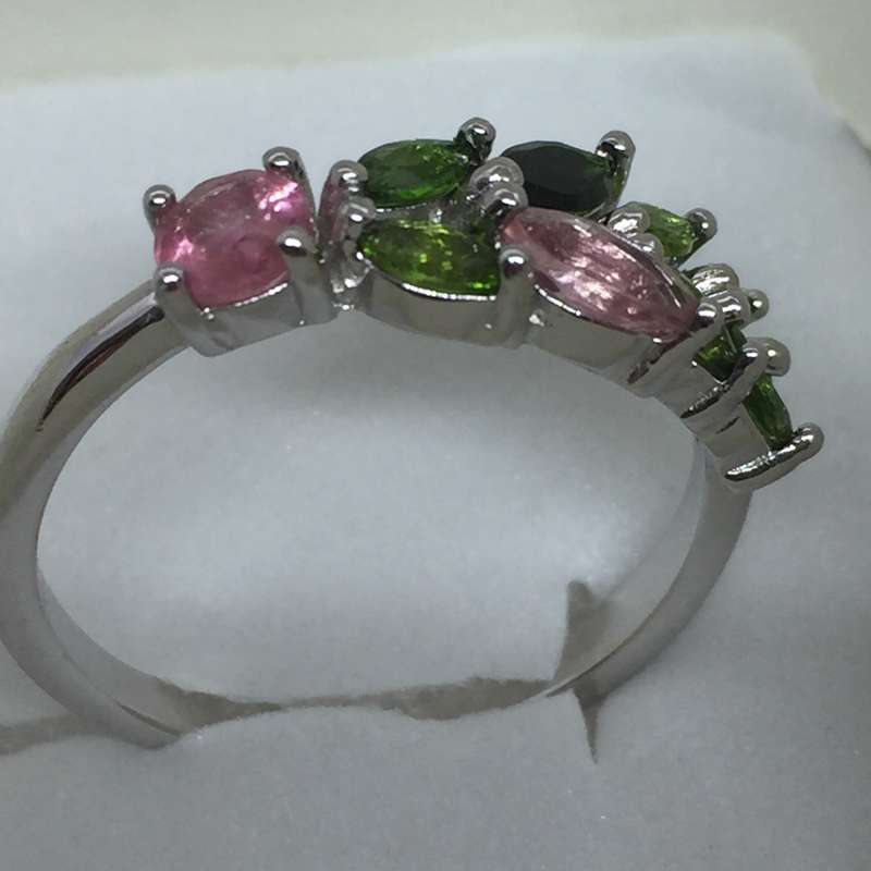 SALE! Genuine Tourmaline and Chrome Diopside Ring