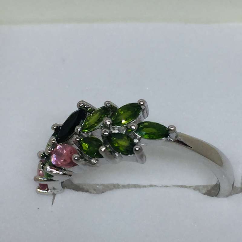 SALE! Genuine Tourmaline and Chrome Diopside Ring