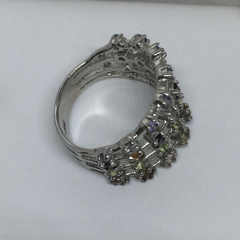 SALE! Bold Mixed Gemstones Tanzanite Aquamarine Peridot Ring - Beautiful!