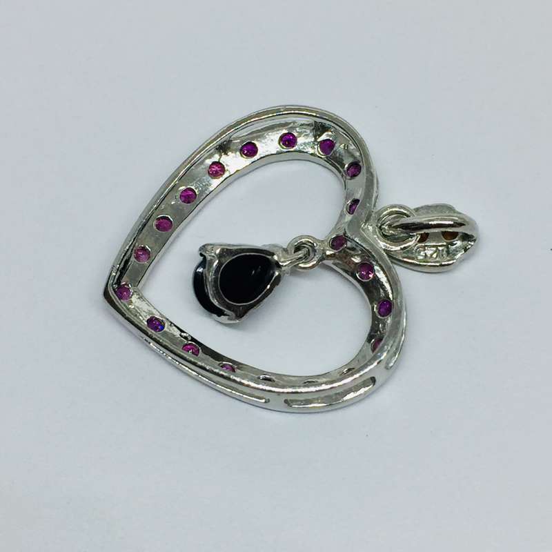 Black Opal Heart Pendant - Stunning!