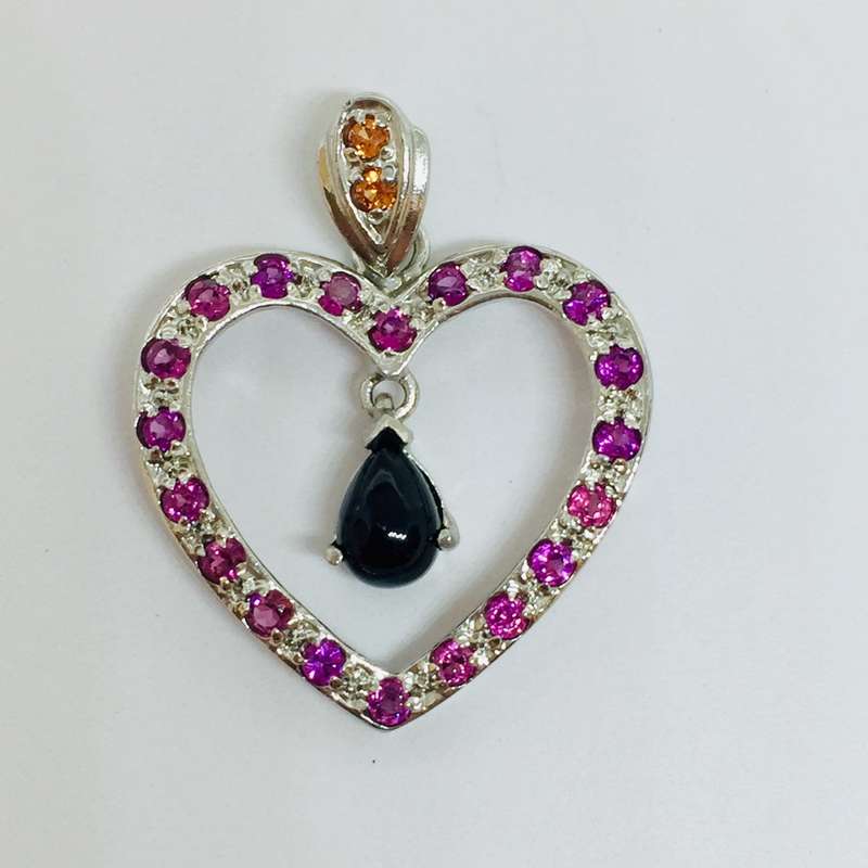 Black Opal Heart Pendant - Stunning!