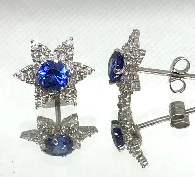 Certified Tanzanite and Diamond Gold Earrings - FREE SHIPPING