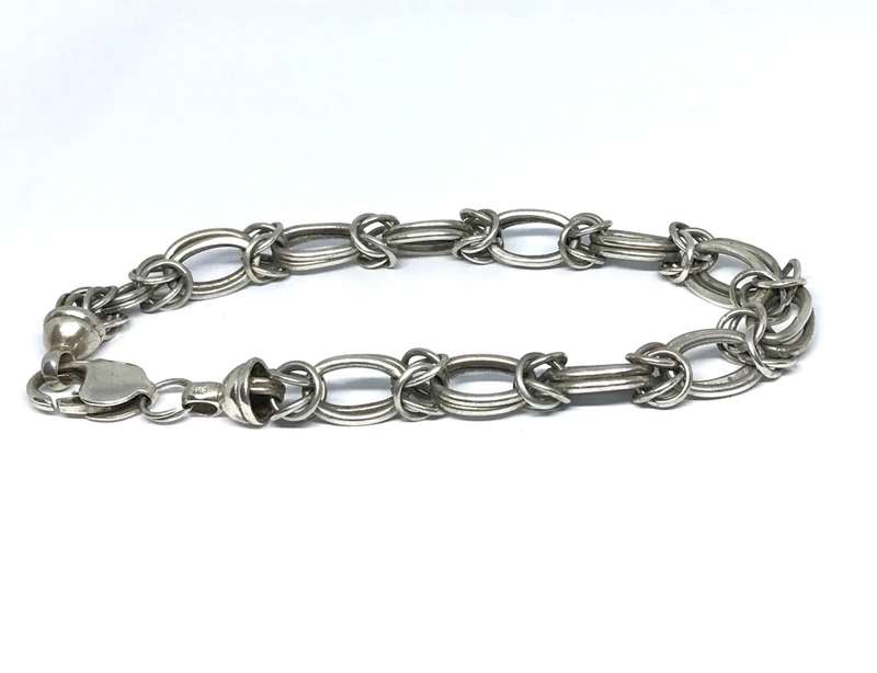 Unusual Sterling Silver Bracelet - 22cm - 22g