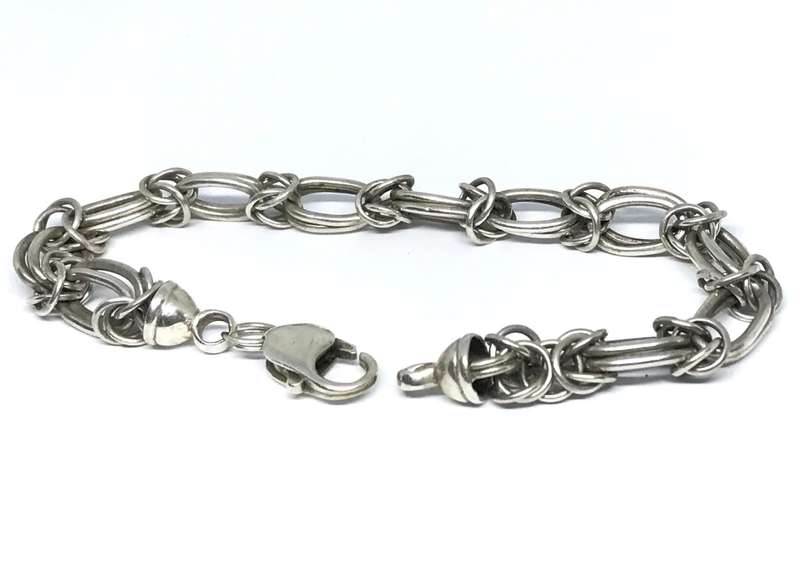 Unusual Sterling Silver Bracelet - 22cm - 22g
