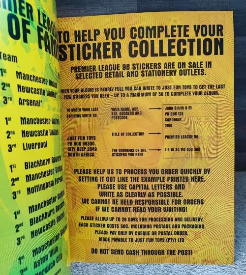 1998 Merlin`s by Topps Premier League Sticker Album & Collectible Stickers