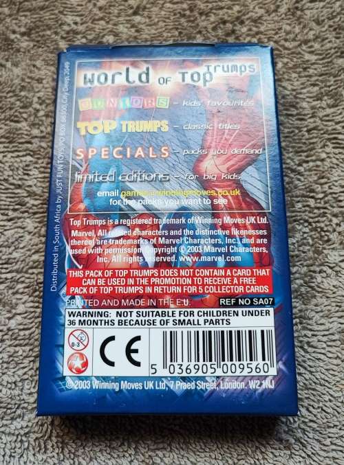 2003 Top Trumps Marvel Comic Heroes Cards
