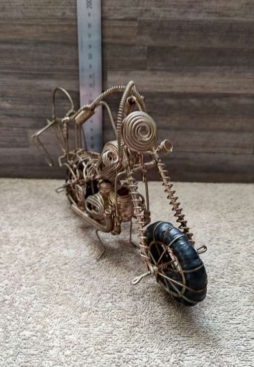 Vintage Handmade Copper Wire Motorcycle