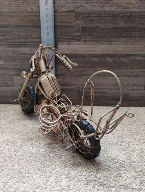 Vintage Handmade Copper Wire Motorcycle