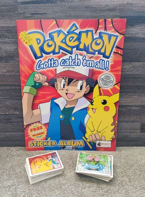 1999 Merlin`s by Topps Pokémon Sticker Album & Stickers