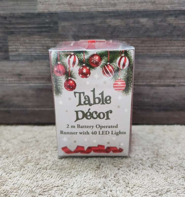 Christmas Decor 2m Table Runner with 40 LED Lights(Red)