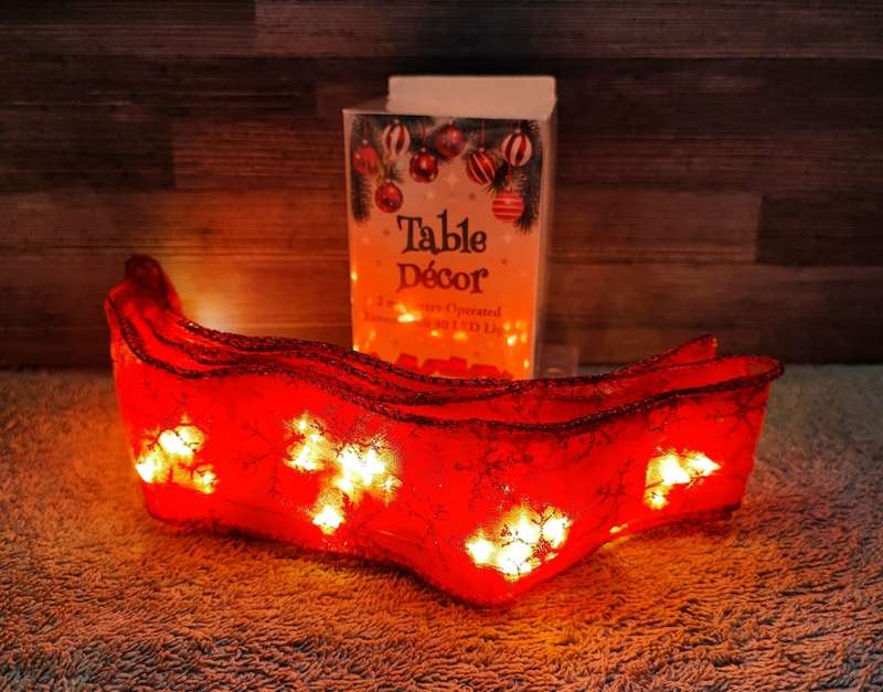 Christmas Decor 2m Table Runner with 40 LED Lights(Red)