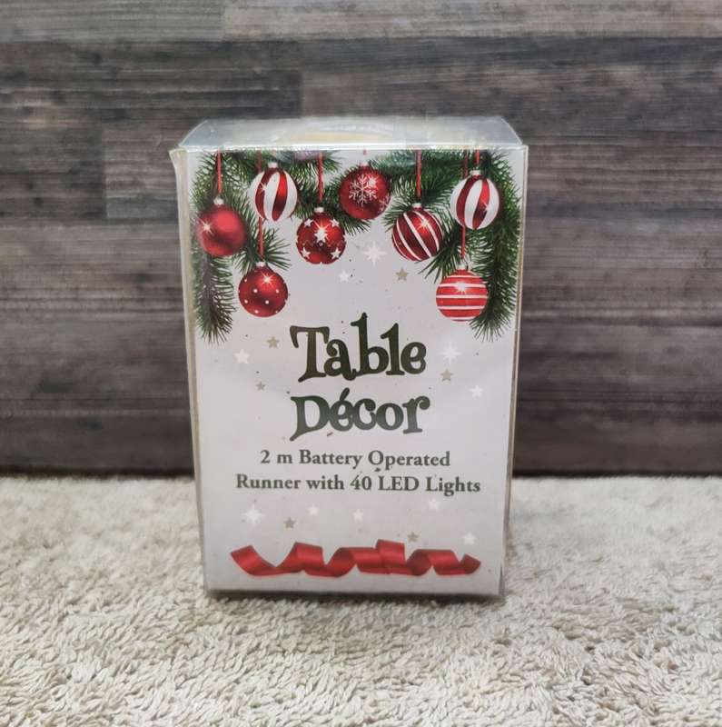 Christmas Decor 2m Table Runner with 40 LED Lights(Gold)