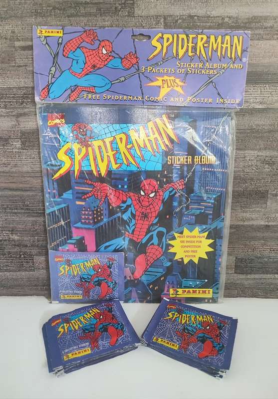 1995 Panini Marvel`s Spiderman Sticker Album/Comic Book Combo