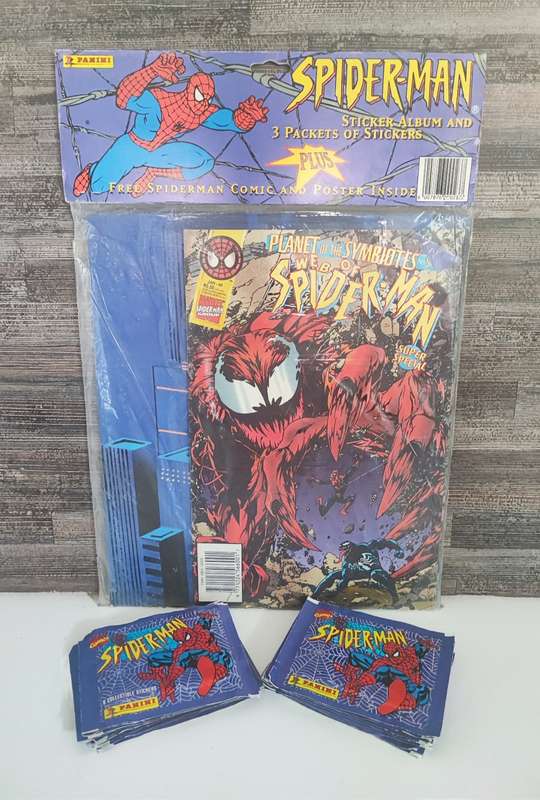 1995 Panini Marvel`s Spiderman Sticker Album/Comic Book Combo