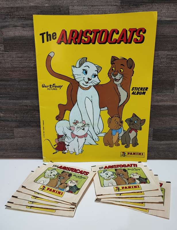 Vintage 1986 Panini Disney`s Aristocats Sticker Album & Collectible Stickers