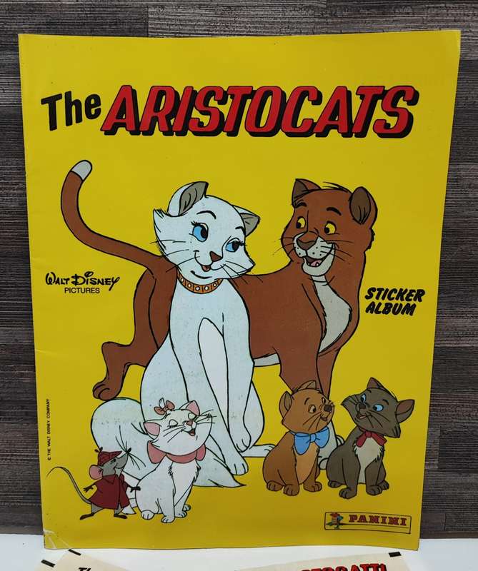 Vintage 1986 Panini Disney`s Aristocats Sticker Album & Collectible Stickers