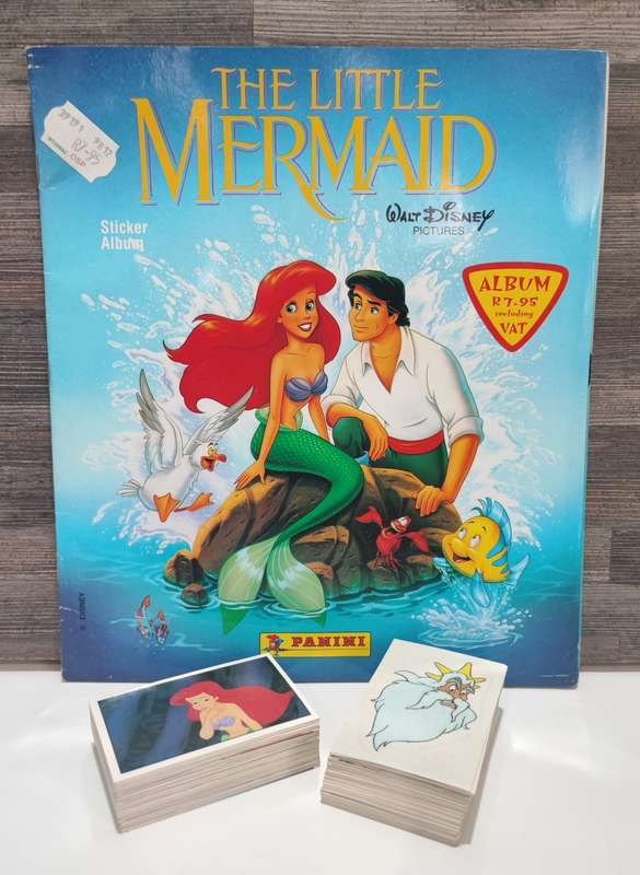 Vintage 1990 Panini Disney`s Little Mermaid Sticker Album & Collectible Stickers