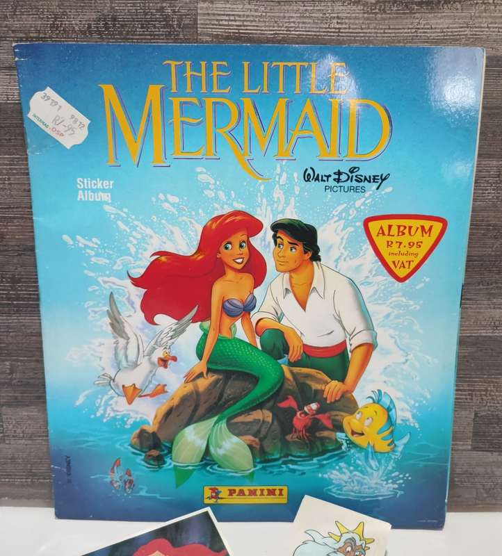 Vintage 1990 Panini Disney`s Little Mermaid Sticker Album & Collectible Stickers