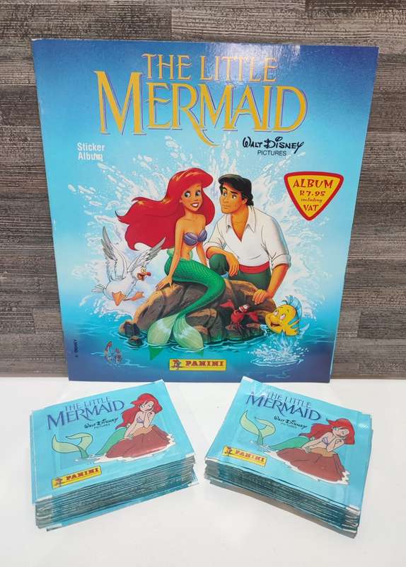 Vintage 1990 Panini Disney`s Little Mermaid Sticker Album & Collectible Stickers