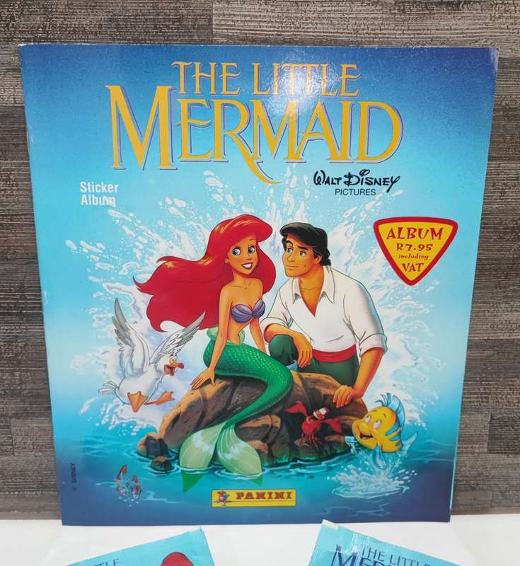 Vintage 1990 Panini Disney`s Little Mermaid Sticker Album & Collectible Stickers