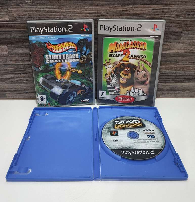 Playstation 2 Games - Hotwheels, Tony Hawk and Madagascar