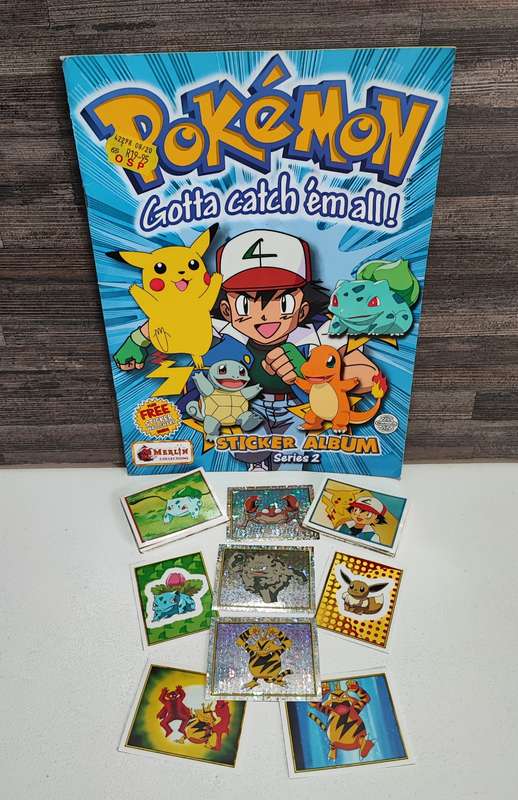 Vintage 2000 Topps Pokémon Series 2 Sticker Album & Collectible Stickers