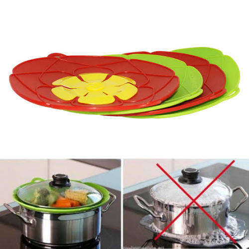 Multi-functional Silicone Steam Ship Pot LidsSpill stop lidSilicone overflow lid--29cm green