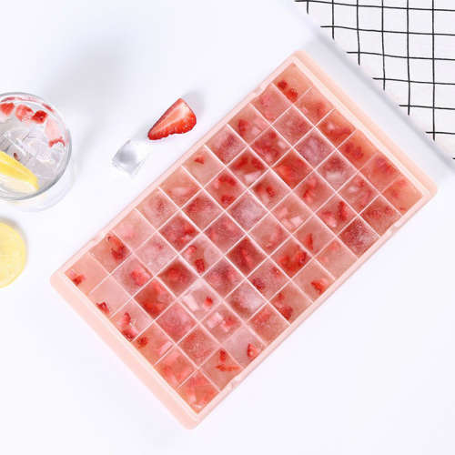60 Grid Creative Silicone Ice Cube Mold with Lid Reusable Ice Cubes Mold Square Shape Storage--green