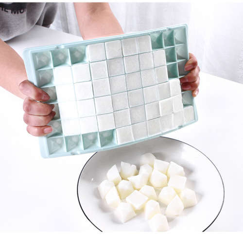 60 Grid Creative Silicone Ice Cube Mold with Lid Reusable Ice Cubes Mold Square Shape Storage--green
