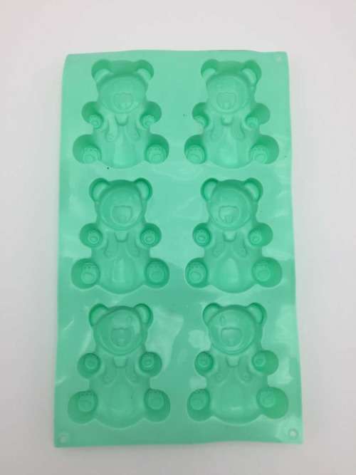 6pcs Cute Bear Silicone Cake Baking Mold  Muffin Cups  Molds Biscuit Chocolate Ice maker --green