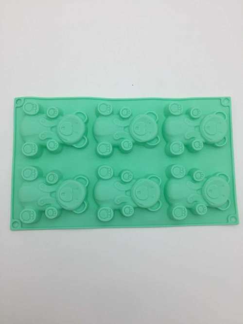 6pcs Cute Bear Silicone Cake Baking Mold  Muffin Cups  Molds Biscuit Chocolate Ice maker --green