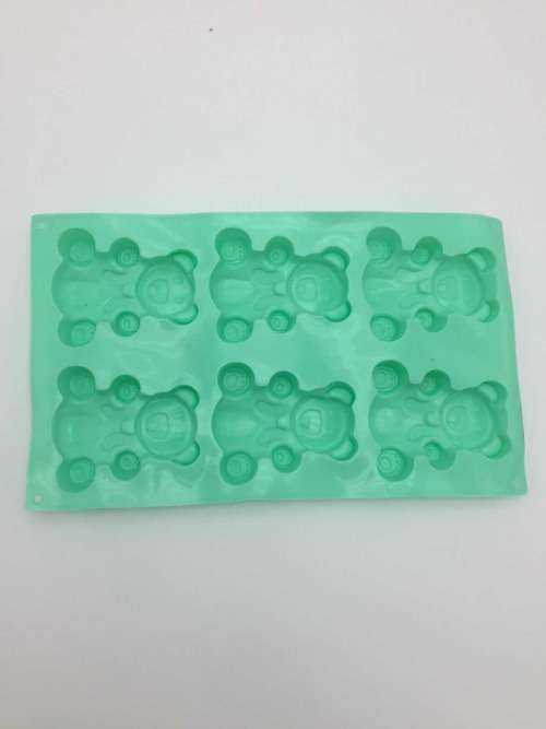 6pcs Cute Bear Silicone Cake Baking Mold  Muffin Cups  Molds Biscuit Chocolate Ice maker --green